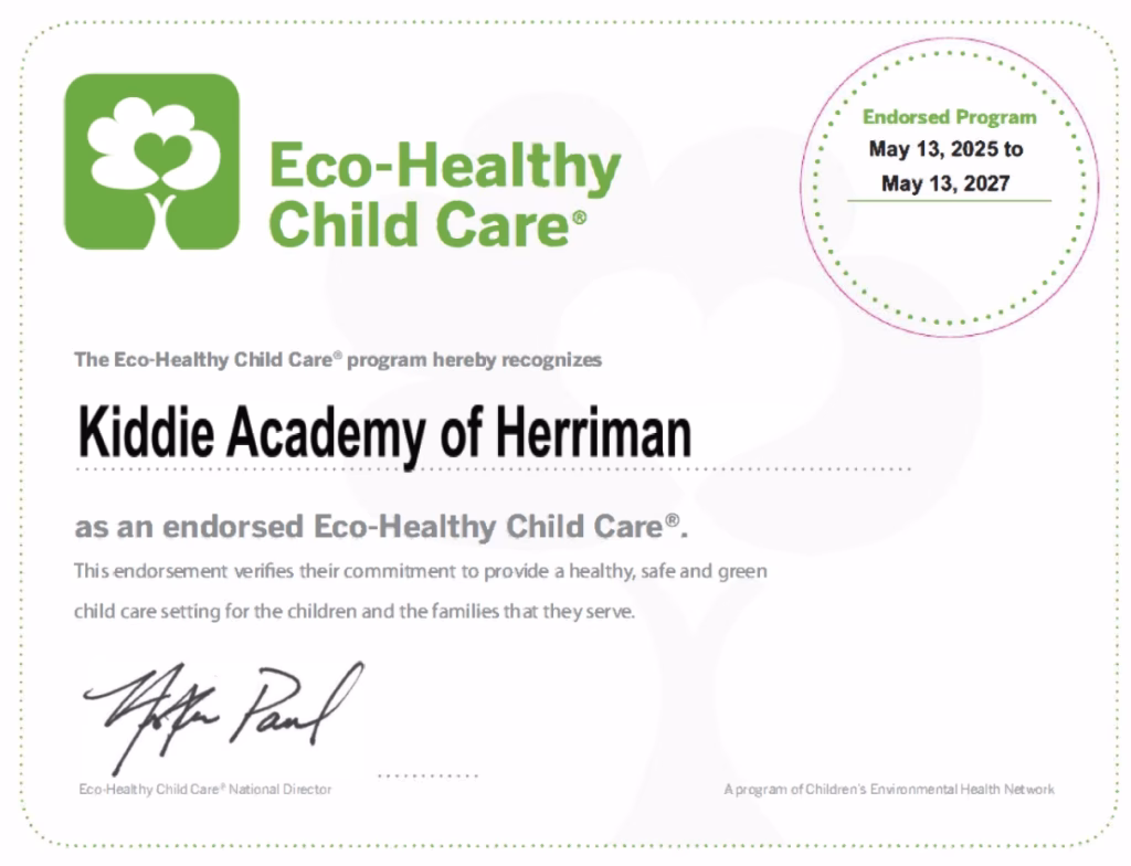 We are now an Eco-Healthy Child Care® (EHCC) endorsed facility! banner image